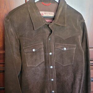 Iron and Resin Buffalo Fenceline Brown Suede leather shirt jacket